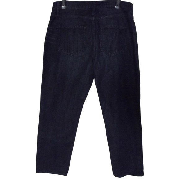 Express Size 0 High Rise Crop Jeans cropped whiskered dark blue xs - Picture 4 of 7